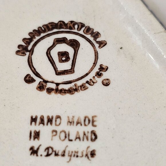 Handmade Bolesławiec Polish Pottery Spoon Rest In Foral And Swirl Pattern 10.5 " - Picture 3 of 3